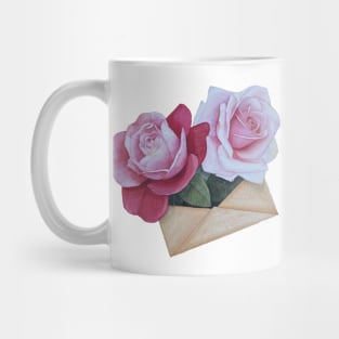 Pink rose with love letter Mug